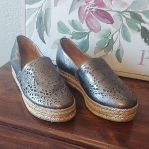 Naturalizer Metallic Gray Laser-Cut Espadrille Flats